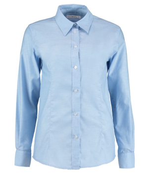 K361 Kustom Kit Ladies Long Sleeve Tailored Workwear Oxford Shirt Light Blue