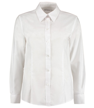 K361 Kustom Kit Ladies Long Sleeve Tailored Workwear Oxford Shirt White