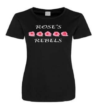 Roses Rebels Ladies T-Shirts Black