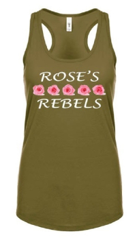 Roses Rebels Next Level Ladies Racer Back Tank Top Military Green