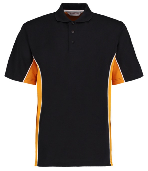 K475 Track Poly/Cotton Pique Polo Shirts Black/Gold