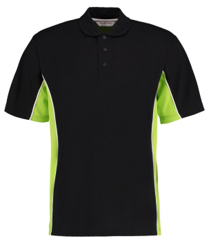 K475 Track Poly/Cotton Pique Polo Shirts Black/Lime Green