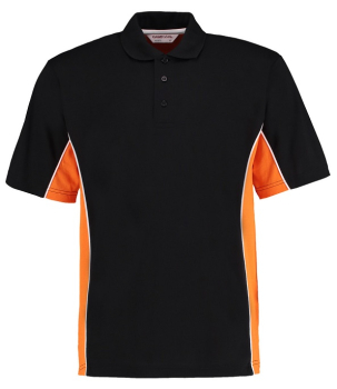 K475 Track Poly/Cotton Pique Polo Shirts Black/Orange