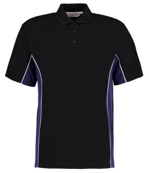 K475 Track Poly/Cotton Pique Polo Shirts Black/Purple