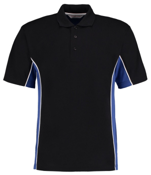 K475 Track Poly/Cotton Pique Polo Shirts Black/Royal Blue