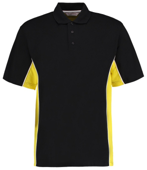 K475 Track Poly/Cotton Pique Polo Shirts Black/Yellow