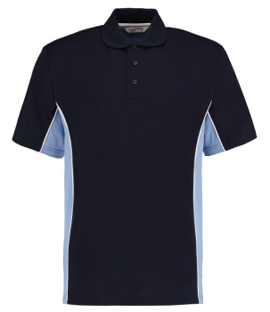 K475 Track Poly/Cotton Pique Polo Shirts Navy/Light Blue