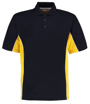 K475 Track Poly/Cotton Pique Polo Shirts Navy/Mid Yellow