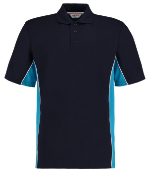 K475 Track Poly/Cotton Pique Polo Shirts Navy/Turquoise
