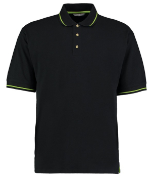 K606 St Mellion Tipped Cotton Pique Polo Shirts Black/Lime