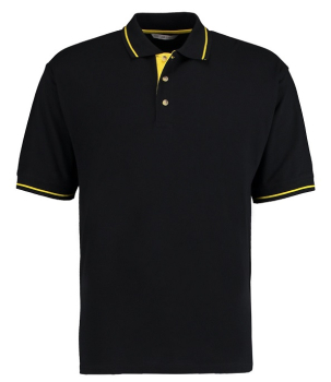 K606 St Mellion Tipped Cotton Pique Polo Shirts Black/Yellow
