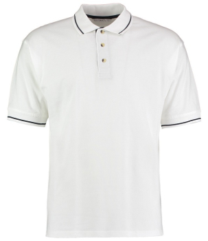 K606 St Mellion Tipped Cotton Pique Polo Shirts White/Navy