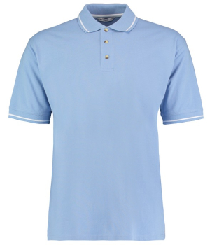 K606 St Mellion Tipped Cotton Pique Polo Shirts Light Blue/White