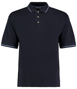 K606 St Mellion Tipped Cotton Pique Polo Shirts Navy/Light Blue