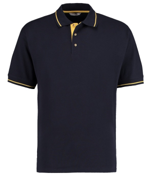 K606 St Mellion Tipped Cotton Pique Polo Shirts Navy/Yellow