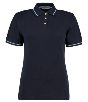 K706 Ladies St Mellion Tipped Cotton Pique Polo Shirts Navy/Light Blue