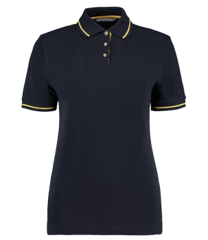 K706 Ladies St Mellion Tipped Cotton Pique Polo Shirts Navy/Yellow
