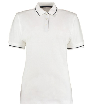 K706 Ladies St Mellion Tipped Cotton Pique Polo Shirts White/Navy