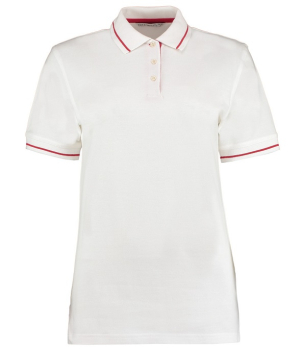 K706 Ladies St Mellion Tipped Cotton Pique Polo Shirts White/Red