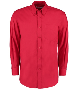 K105 Kustom Kit Long Sleeve Oxford Shirt Red