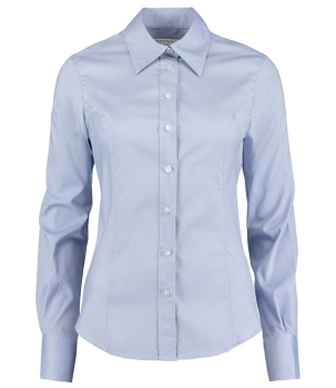 K702 Kustom Kit Ladies Premium Long Sleeve Tailored Oxford Shirt Light Blue