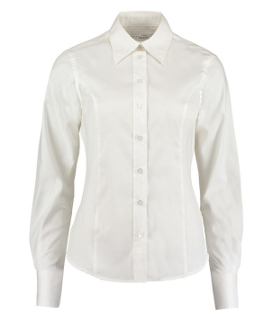 K702 Kustom Kit Ladies Premium Long Sleeve Tailored Oxford Shirt White