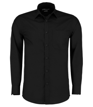K142 Kustom Kit Long Sleeve Tailored Poplin Shirt Black