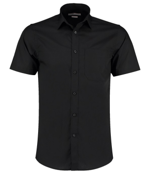 K141 Kustom Kit Short Sleeve Tailored Poplin Shirt Black