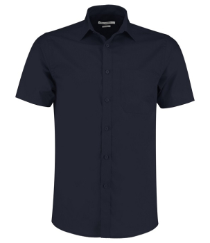 K141 Kustom Kit Short Sleeve Tailored Poplin Shirt Dark Navy