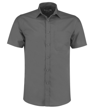 K141 Kustom Kit Short Sleeve Tailored Poplin Shirt Graphite Grey
