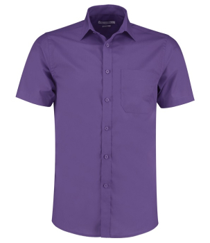 K141 Kustom Kit Short Sleeve Tailored Poplin Shirt Purple