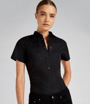 K241 Kustom Kit Ladies Short Sleeve Tailored Poplin Shirt