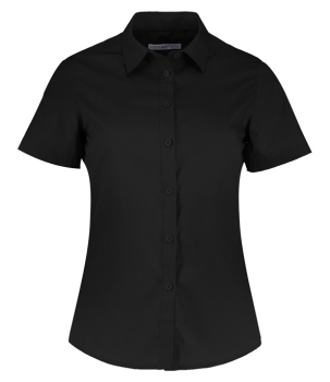 K241 Kustom Kit Ladies Short Sleeve Tailored Poplin Shirt Black