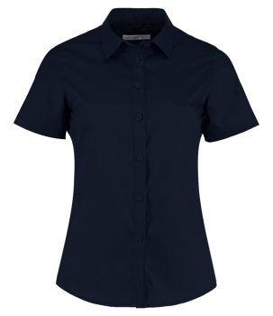 K241 Kustom Kit Ladies Short Sleeve Tailored Poplin Shirt Dark Navy