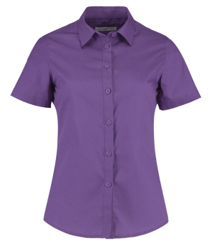K241 Kustom Kit Ladies Short Sleeve Tailored Poplin Shirt Purple