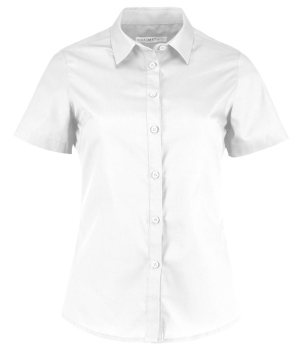 K241 Kustom Kit Ladies Short Sleeve Tailored Poplin Shirt White