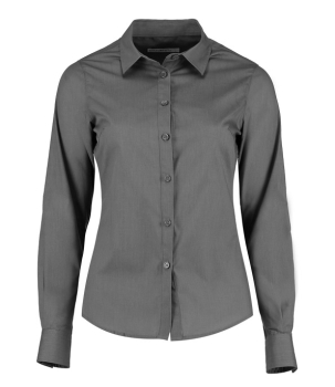 K242 Kustom Kit Ladies Long Sleeve Tailored Poplin Shirt Graphite Grey