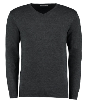 K352 Kustom Kit Arundel Cotton Acrylic V Neck Sweaters Graphite Grey