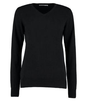 K353 Ladies Arundel Cotton Acrylic V Neck Sweater Black