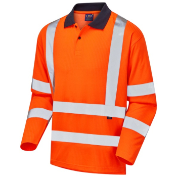 Leo Swimbridge Sleeved EcoViz Polo Shirt Orange
