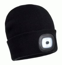 RECHARGEABLE TWIN LED BEANIE BLACK