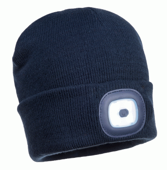 RECHARGEABLE TWIN LED BEANIE NAVY