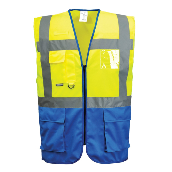 WARSAW EXECUTIVE VEST SIZE MED YELLOW/ROYAL BLUE
