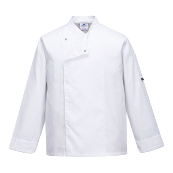 CROSS OVER CHEFS JACKET SIZE SML WHITE