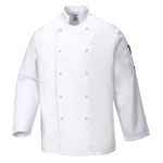 SUFFOLK CHEFS STUD JACKET SIZE MED WHITE SUFFOLK CHEFS STUD JACKET SIZE MED WHITE