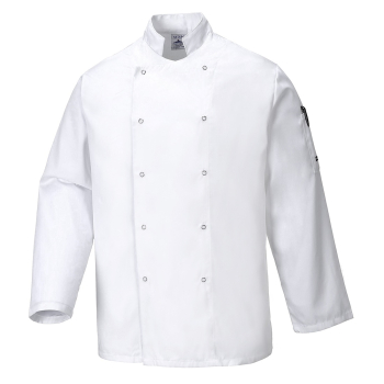 SUFFOLK CHEFS STUD JACKET SIZE MED WHITE