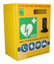 DEFIBRILLATOR STAINLESS STEEL CABINET WITH LOCK & ELECTRICS