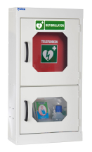 INDOOR DEFIBRILLATOR AND FIRST AID CABINET