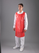 RED POLY APRON 27" X 42" X 20 MICRON FLAT PACK (PER 100)