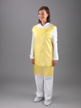 YELLOW POLY APRON 27Inch X 42Inch X 20 MICRON FLAT PACK (PER 100)
